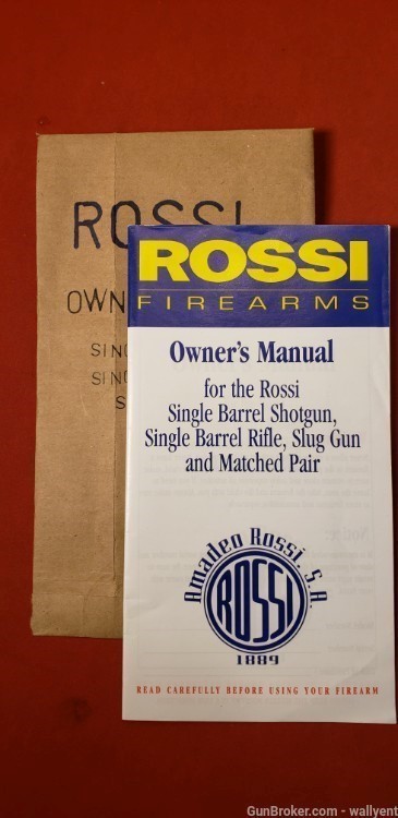 Rossi Single Barrel Shotgun Manual Factory Rifle Slug Gun 1989 Original -img-0