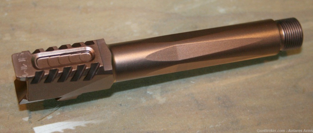Serrated Threaded Glock 19 G19 barrel Copper Finish 9mm Lightweight Gen 1-5-img-1
