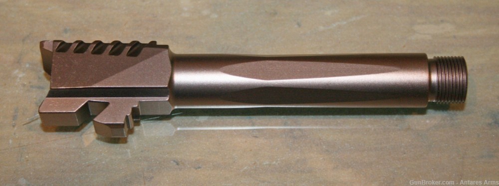 Serrated Threaded Glock 19 G19 barrel Copper Finish 9mm Lightweight Gen 1-5-img-3