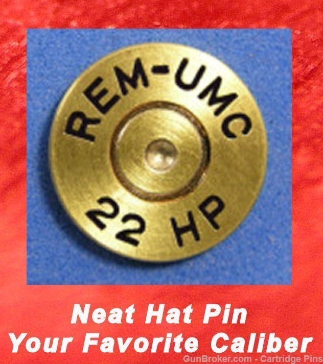 Remington REM-UMC 22 HP Savage Hat Pin Tie Tac Ammo Cartridge -img-0