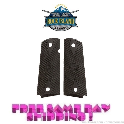 Rock Island Armory 1911 Full Size Checkered Rubber Grips NEW! # 54224-img-0