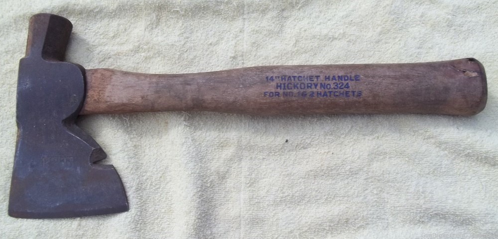 Vintage PLUMB 14" Hand Axe Hatchet Hickory Wood Handle Hunt Survival Camp-img-6