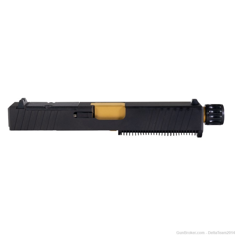 Complete RMR Slide for 9mm Glock 19 - Gold PVD Threaded Barrel-img-1