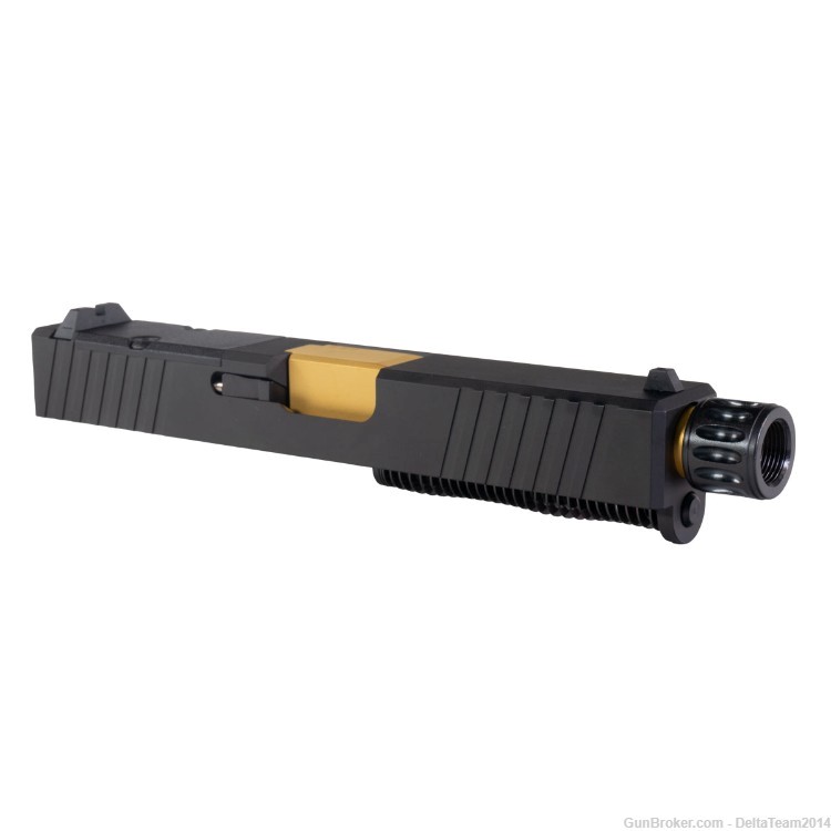 Complete RMR Slide for 9mm Glock 19 - Gold PVD Threaded Barrel-img-0