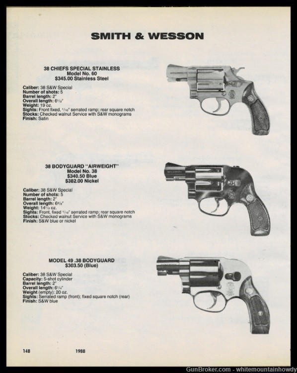 1988 SMITH & WESSON Model 60 .38 Chiefs Special, 38 & 49 Bodyguard Revolver-img-0