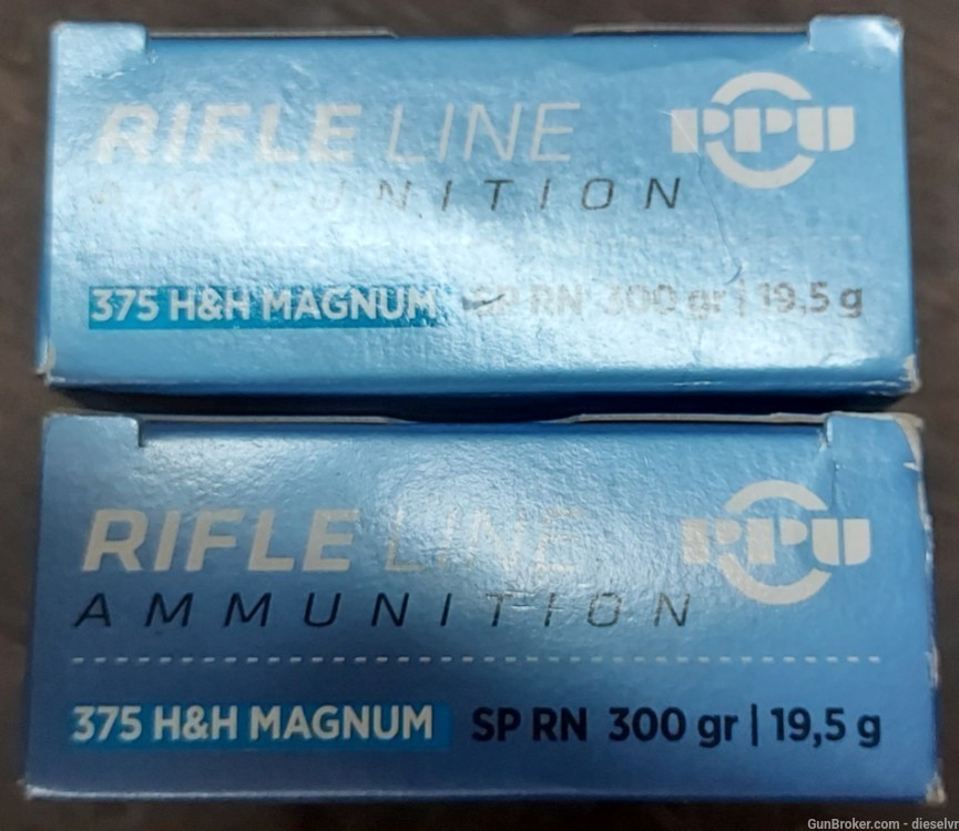 20 Rounds 375 H&H Magnum PPU 300 Grain Soft Point AMMUNITION -img-0