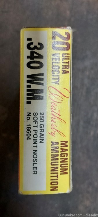 NICE VINTAGE BOX of Weatherby 340 Weatherby Magum 250 Gr Nosler Ammunition -img-1