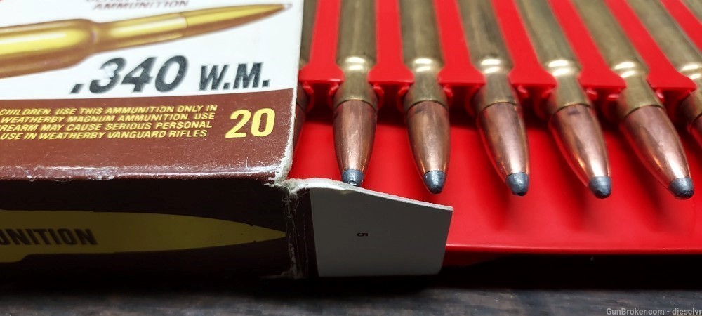 NICE VINTAGE BOX of Weatherby 340 Weatherby Magum 250 Gr Nosler Ammunition -img-9