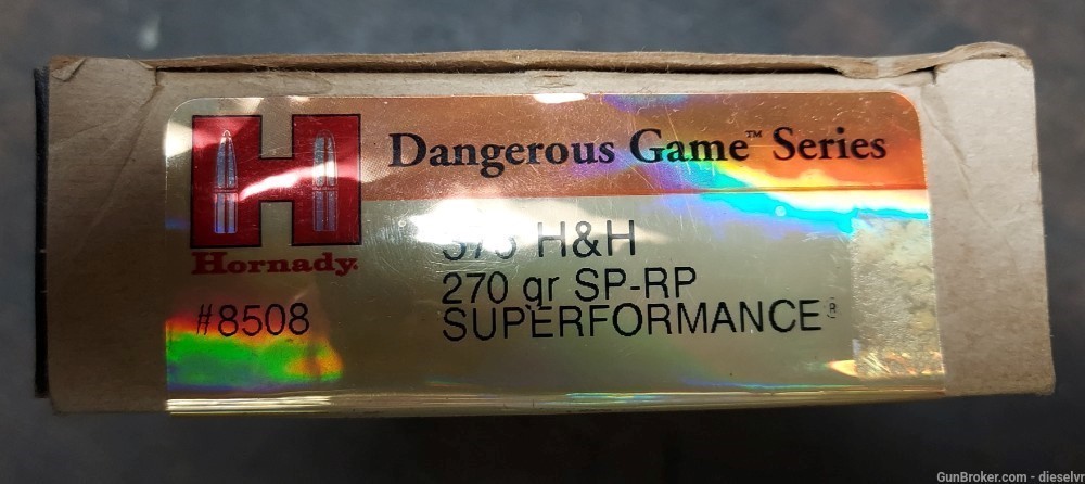 375 H&H Magnum Hornady SUPERFORMANCE Dangerous Game 270 Gr. SP Ammunition -img-0