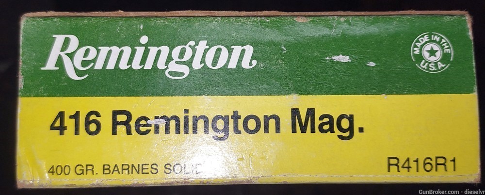 Remington 416 Remington Magnum 400 Grain BARNES SOLID AMMUNITION -img-0