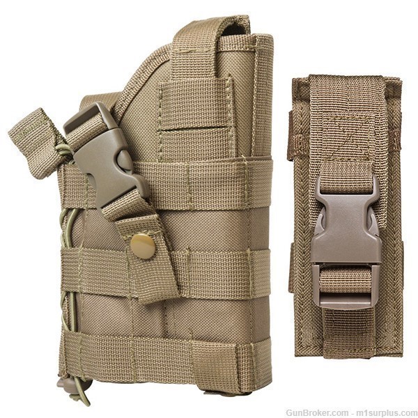 TAN Tactical MOLLE Holster + Mag Pouch fits Beretta M9 M9A1 92 96 Pistol-img-0