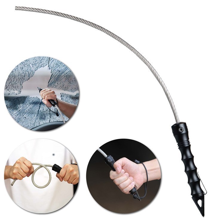 Stinger Whip Black Color Emergency Tool: Glass Breaker, Metal Hand Grip-img-0