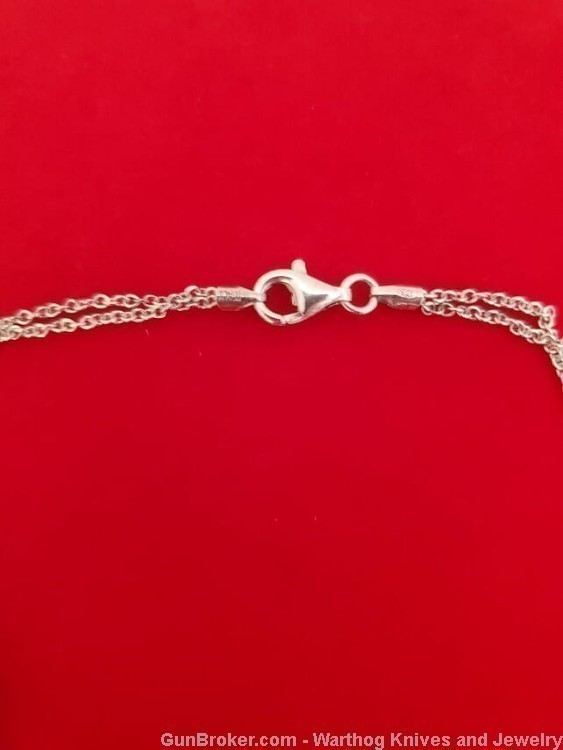 925 Sterling Silver Double Chains & Beads Necklace. 18"L. SS55.*REDUCED*-img-2