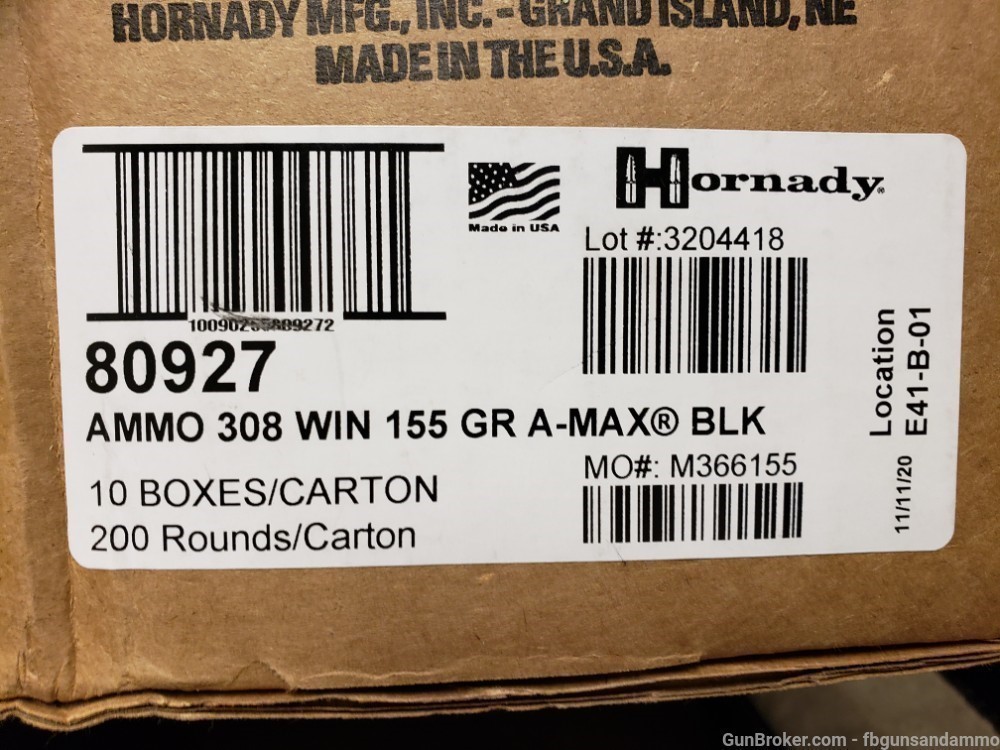 READY2SHIP 200 ROUNDS HORNADY BLACK .308 155 GR AMAX 308 A MAX A MAX WIN-img-0