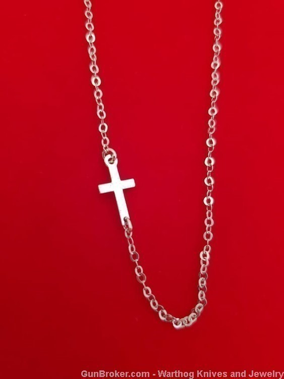 925 Sterling Silver "Cross My Heart" Necklace.18"L.SS56.*REDUCED*-img-0
