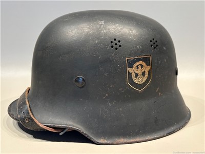 WW-2 GERMAN M34 HELMET KREIGSMARINE COASTAL PATROL POLICE    #3