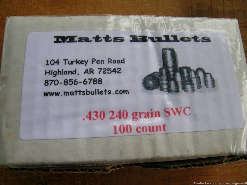 Matts Bullets 44 Mag/44 Spl  (.430" Diameter) 240gr SWC  Box/100-img-0