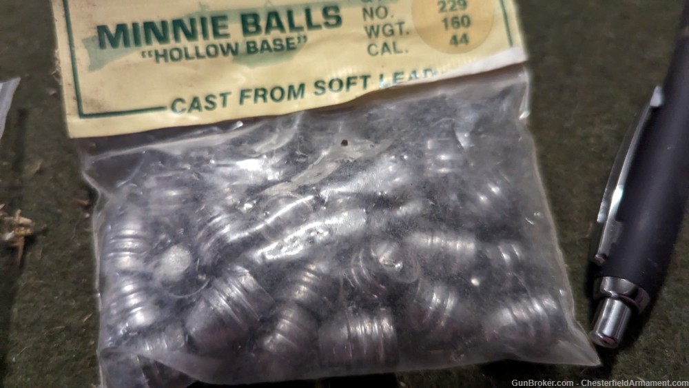 Green Bay hollow base Minnie Ball, 25ct bag 44 cal lead bullets-img-1