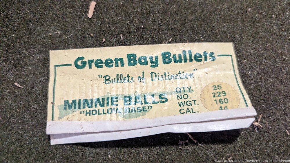 Green Bay hollow base Minnie Ball, 25ct bag 44 cal lead bullets-img-3