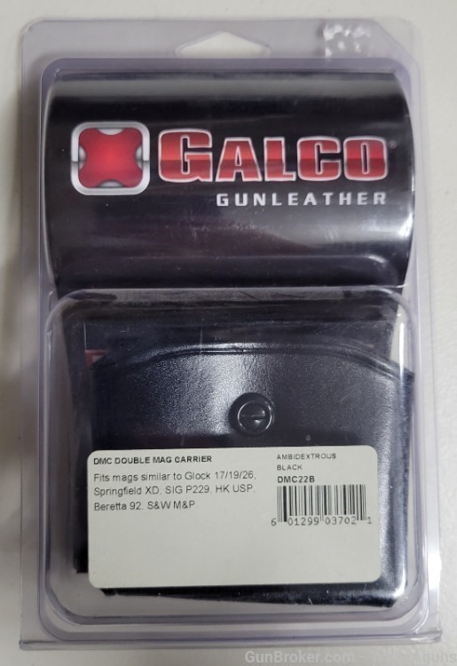 Galco leather double mag pouch Glock 17,XD9,Beretta 92fs DMC22B-img-0