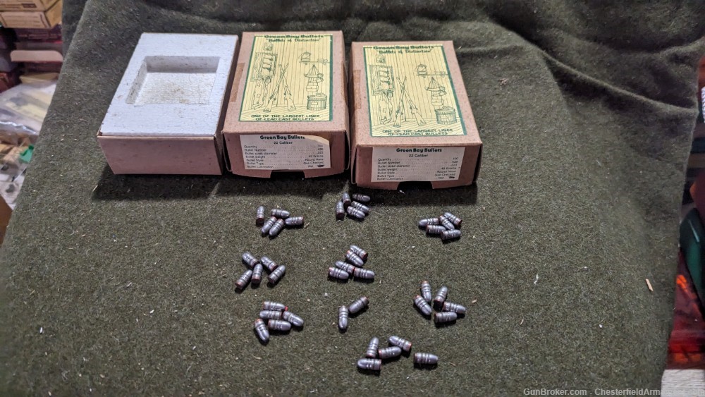 Green Bay Bullet Co  22 cal Gas Check cast lead bullets,     2 boxes,  -img-0