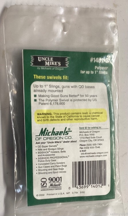 UNCLE MIKES #1401-2 QUICK DETACHABLE POLYMER SWIVEL SET , New Old Stock-img-2