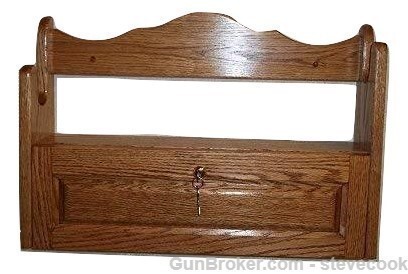 Wooden Gun Rack w/ Locking Storage Golden Oak-img-6