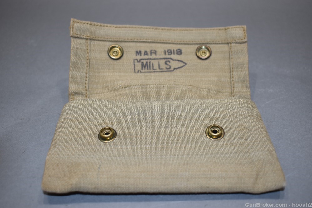 Very Fine Mills 1918 Dated WWI First 1st Aid Pouch w WWII J&J Dressing-img-12