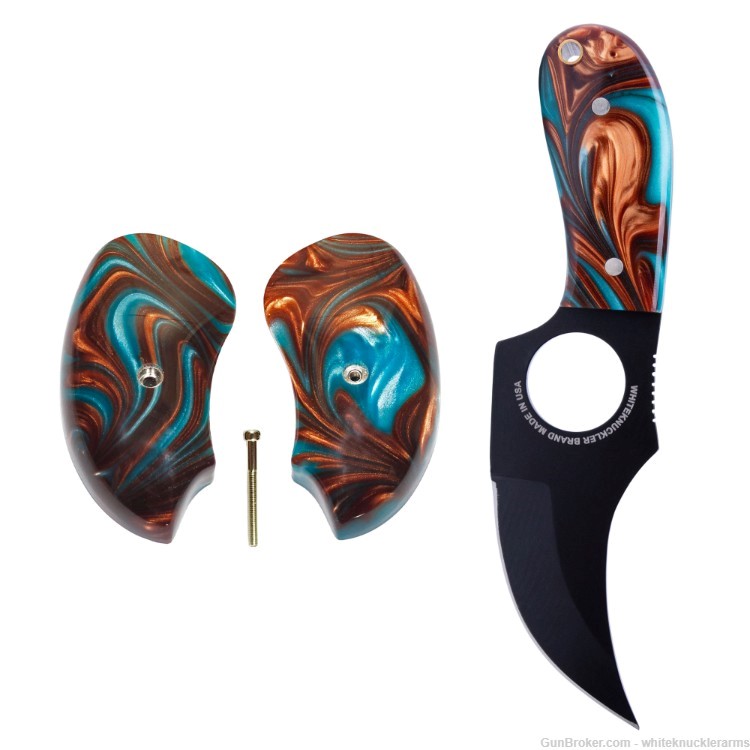 Whiteknuckler Brand Derringer Copper & Teal Grip Set w/ Matching Classic C7-img-1