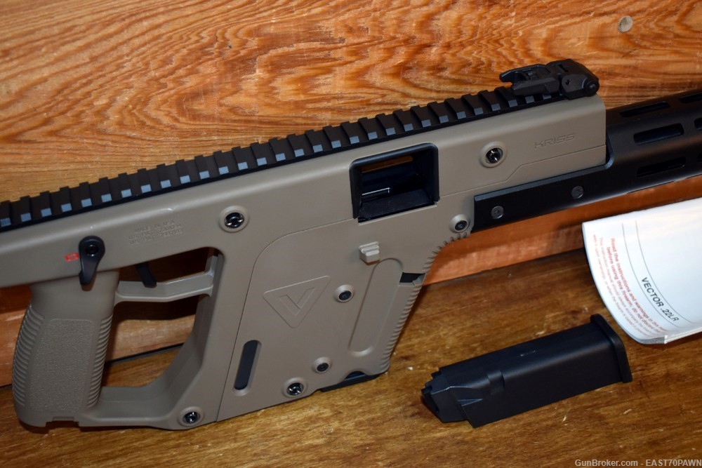 Kriss Vector CRB .22 LR 16" FDE Semi-Auto Rifle (2) 10RD Mags & Manual-img-2