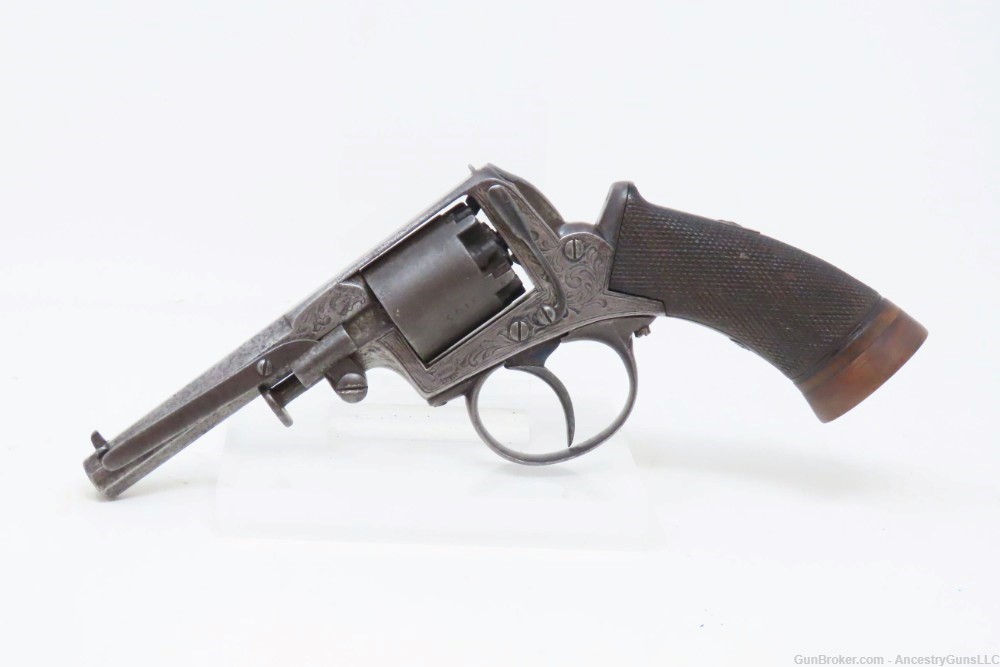 ADAMS Patent POCKET Revolver ANCION & CIE Belgium .32 Antique ENGRAVED-img-1