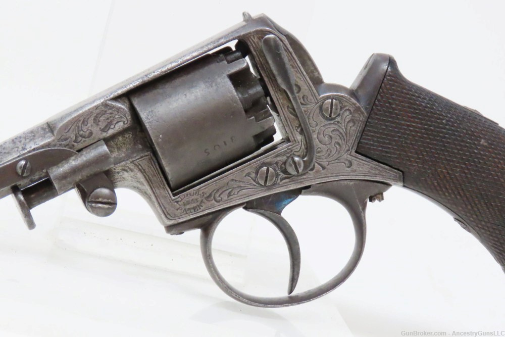 ADAMS Patent POCKET Revolver ANCION & CIE Belgium .32 Antique ENGRAVED-img-3