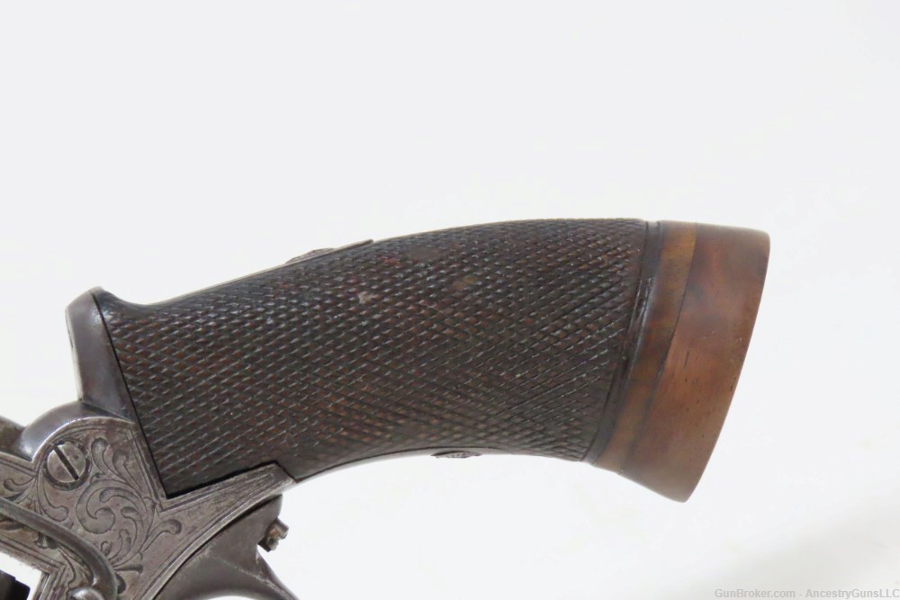 ADAMS Patent POCKET Revolver ANCION & CIE Belgium .32 Antique ENGRAVED-img-2