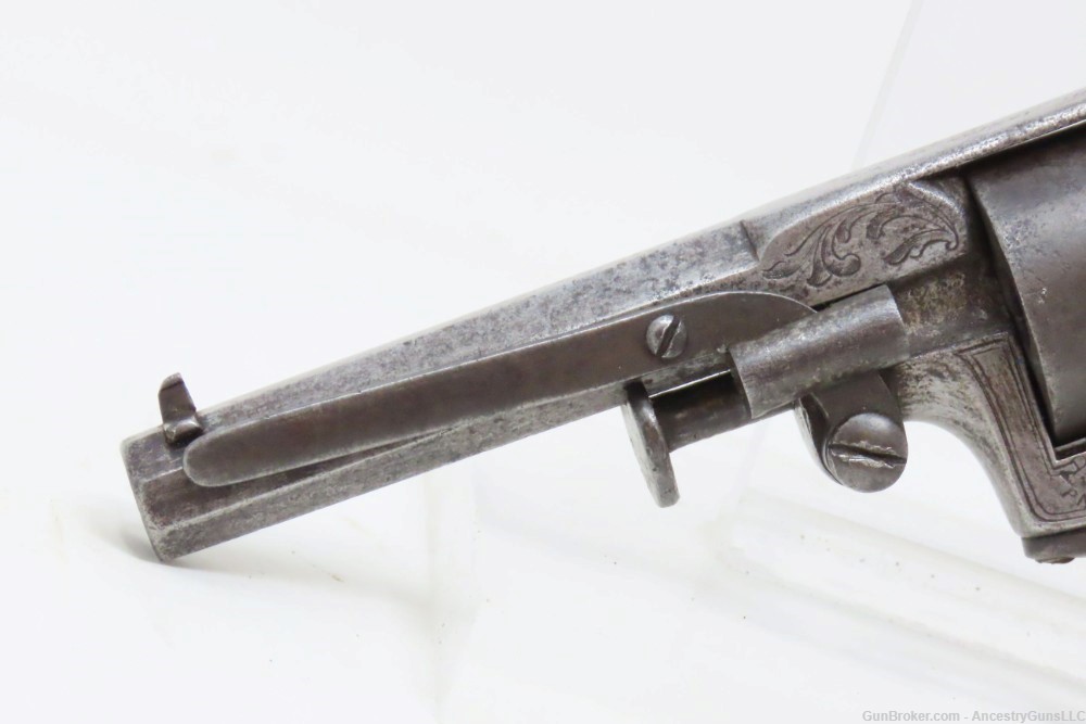 ADAMS Patent POCKET Revolver ANCION & CIE Belgium .32 Antique ENGRAVED-img-4