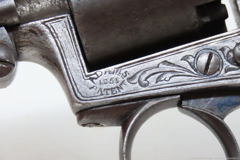 ADAMS Patent POCKET Revolver ANCION & CIE Belgium .32 Antique ENGRAVED-img-5