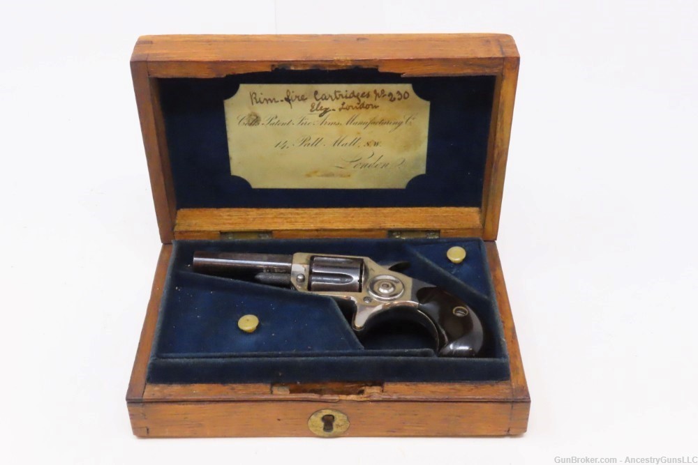 1876 VICTORIAN LONDON .22 Short 7-Shot Revolver COLT New Line CASED Antique-img-2