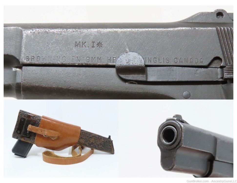 INGLIS Hi Power Mk I* Pistol SHOULDER STOCK HOLSTER WWII JMBrowning P35 C&R-img-0