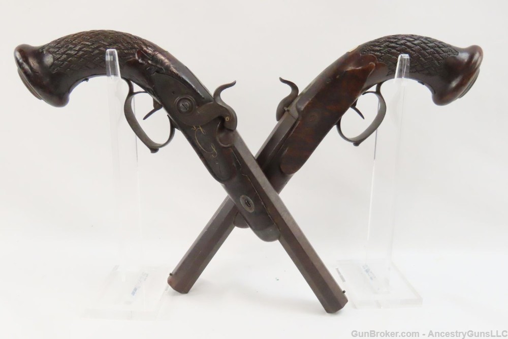 Antique FRENCH BRACE of Percussion OFFICER’S Pistols by ROGUET À ST. ETIENN-img-1