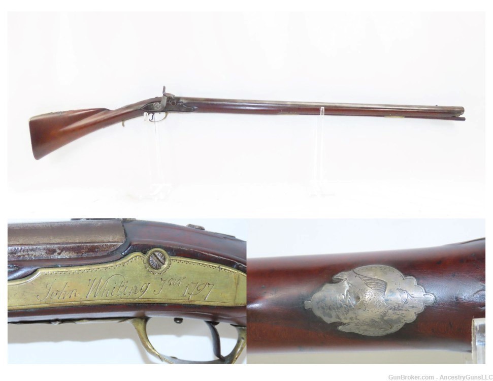 1797 EARLY AMERICAN NEW ENGLAND Flintlock Musket by THOMAS HOLBROOK Antique-img-0