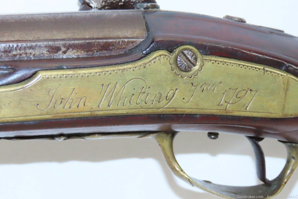 1797 EARLY AMERICAN NEW ENGLAND Flintlock Musket by THOMAS HOLBROOK Antique-img-12