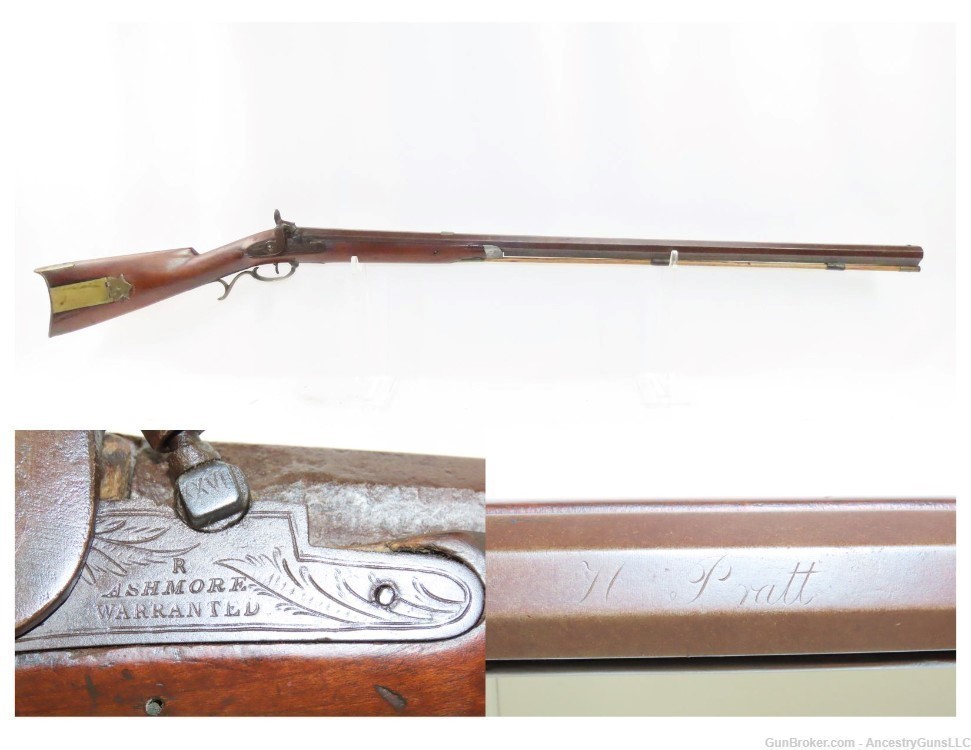 c1840s Roxbury, MASSACHUSETTS Long Rifle by HENRY PRATT .61 Caliber Antique-img-0