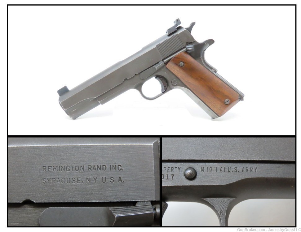 WWII US PROPERTY Marked REMINGTON-RAND Model 1911A1 MATCH Pistol 45 ACP C&R-img-0
