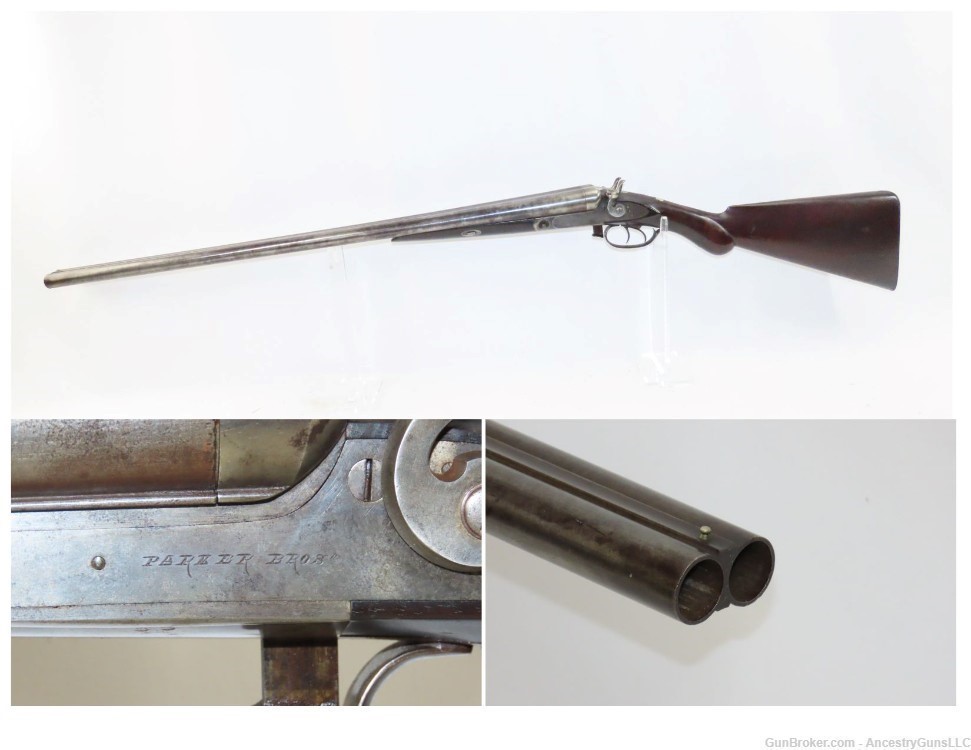 c1876 12 Gauge PARKER BROTHERS UNDERLIFTER Grade 0 HAMMER Shotgun Antique  -img-0