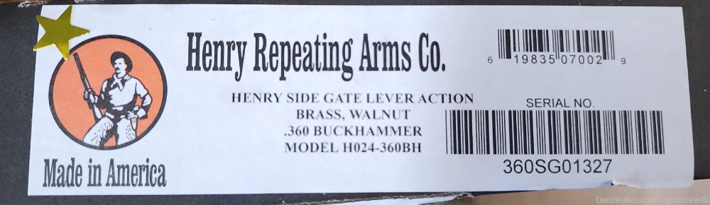 Henry Side Gate Lever Action Brass 360 Buckhammer H024-360BH 20" Layaway-img-16
