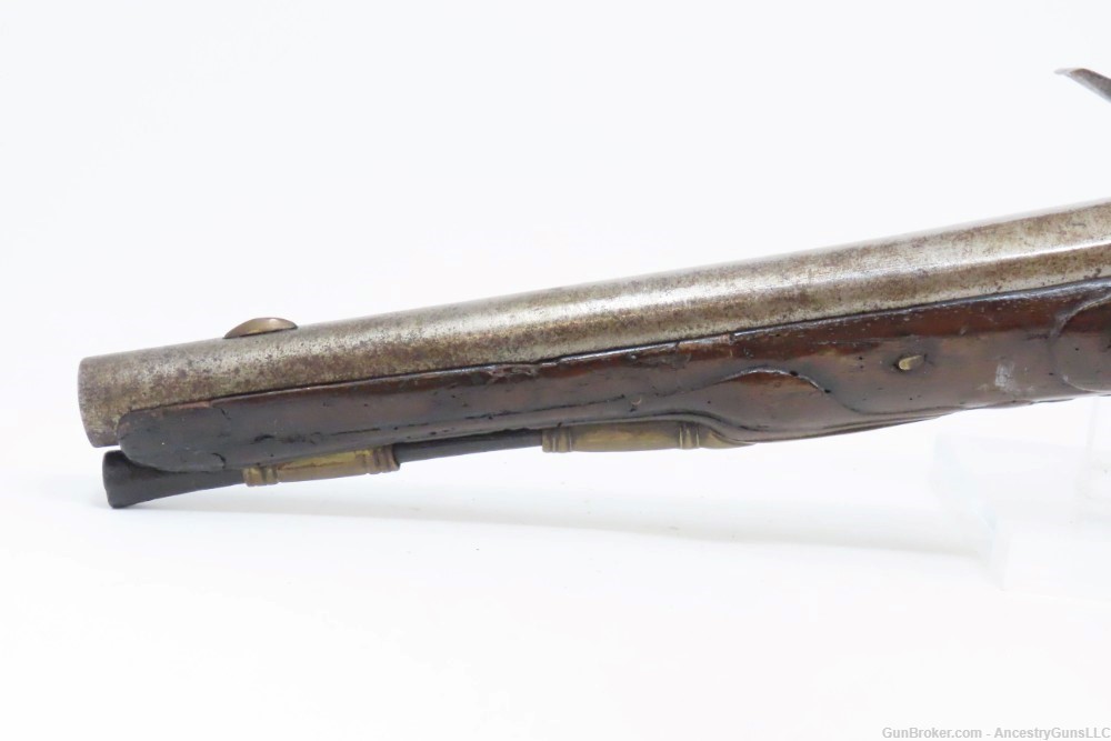 18th Century GERMANIC FLINTLOCK Belt Pistol 65 Caliber Antique Carved Stock-img-15
