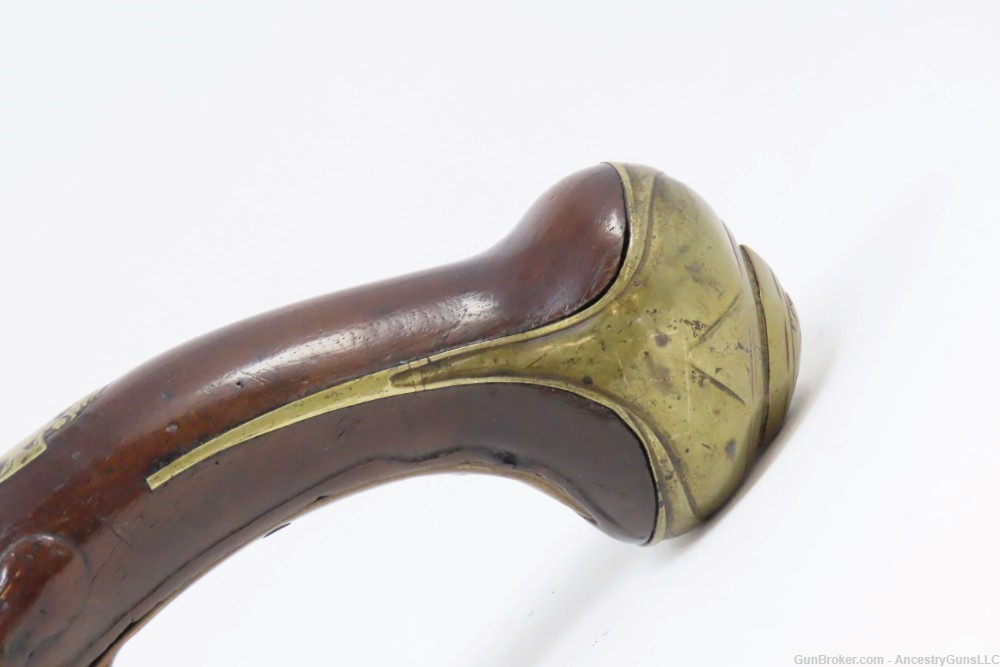 18th Century GERMANIC FLINTLOCK Belt Pistol 65 Caliber Antique Carved Stock-img-13