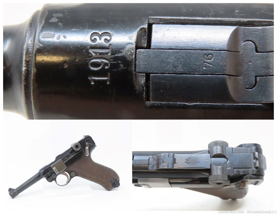 1913 Dated WORLD WAR I Era DWM German LUGER P.08 9mm Semi-Auto PISTOL C&R  -img-0