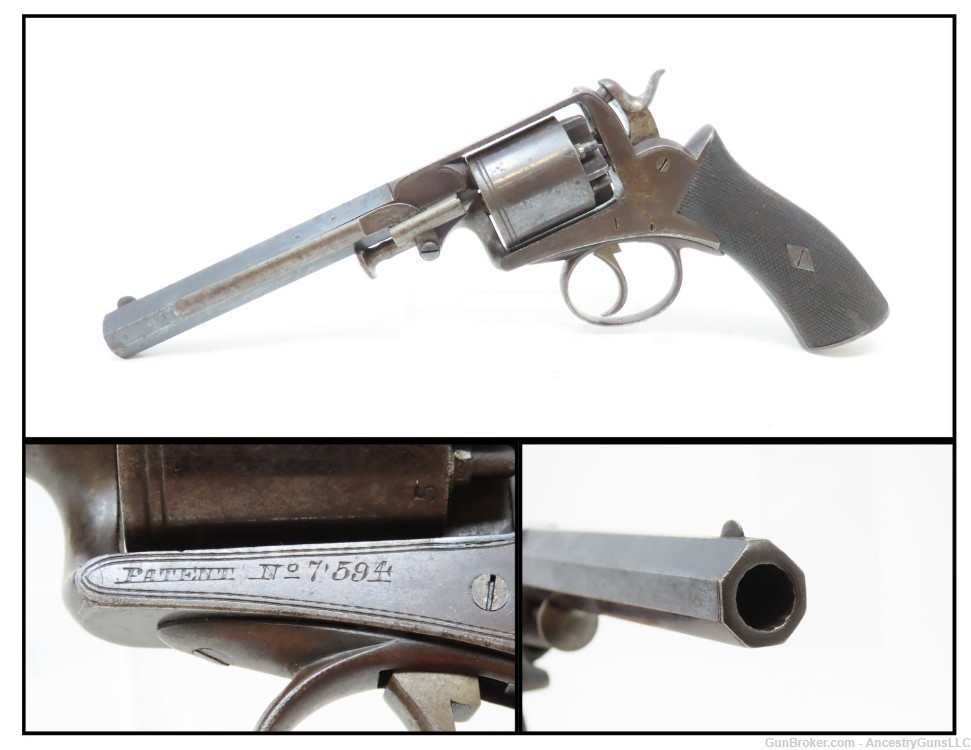 Antique IRISH RETAILER Marked BEAUMONT-ADAMS PATENT Percussion Revolver .45-img-0