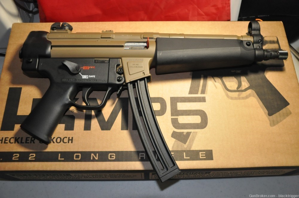 HK 81000630 MP5 22LR 10+1 8.5" Exclusive Flat Dark Earth Finish Black Grip -img-2