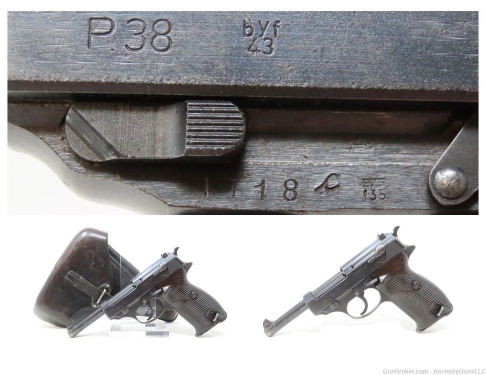 c1943 mfr. German MAUSER P.38 World War II “byf/43” Code 9x19mm Pistol C&R -img-0